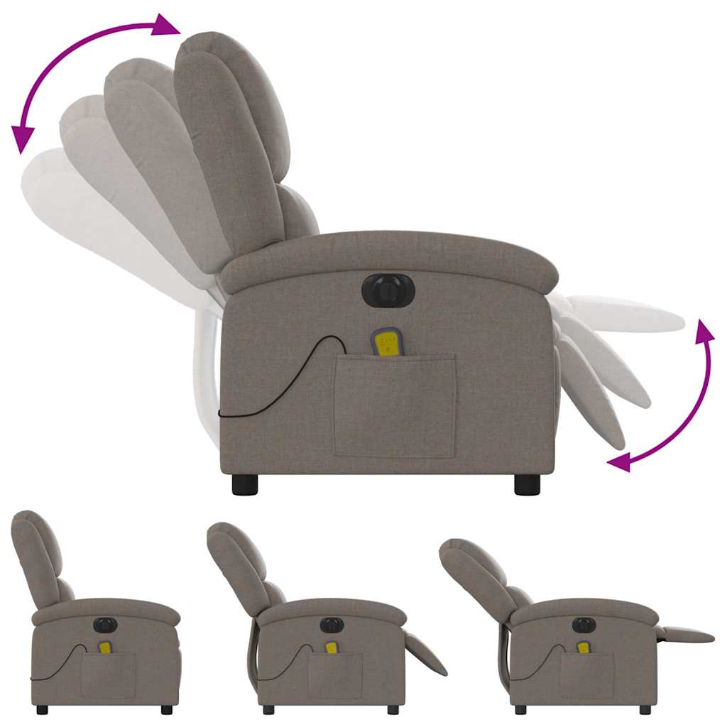 Fauteuil de massage inclinable électrique Taupe Tissu - XIOS