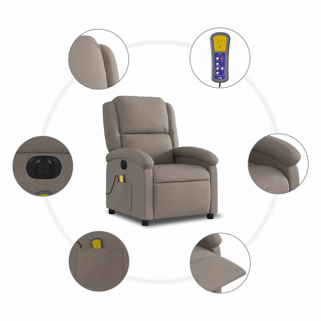 Fauteuil de massage inclinable électrique Taupe Tissu - XIOS