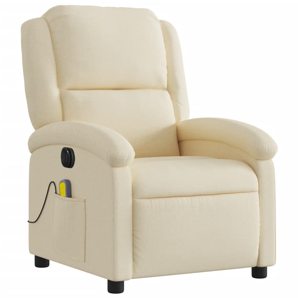 Fauteuil inclinable de massage électrique crème tissu - XIOS