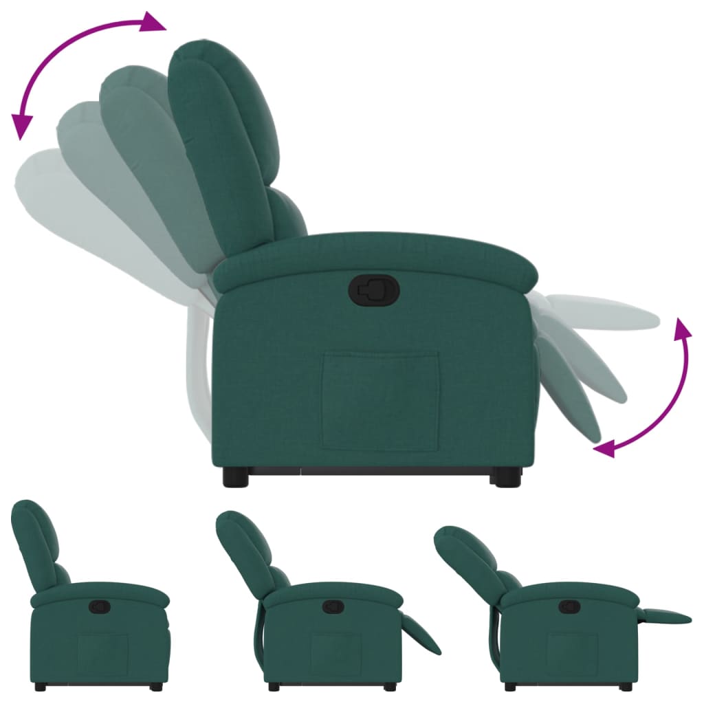 Fauteuil inclinable vert foncé tissu - XIOS