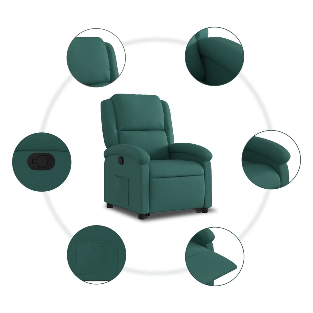 Fauteuil inclinable vert foncé tissu - XIOS