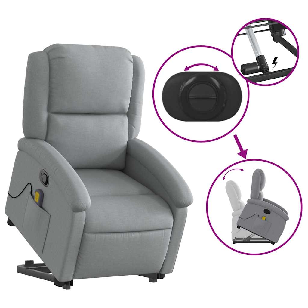 Fauteuil de massage inclinable Gris clair Tissu
