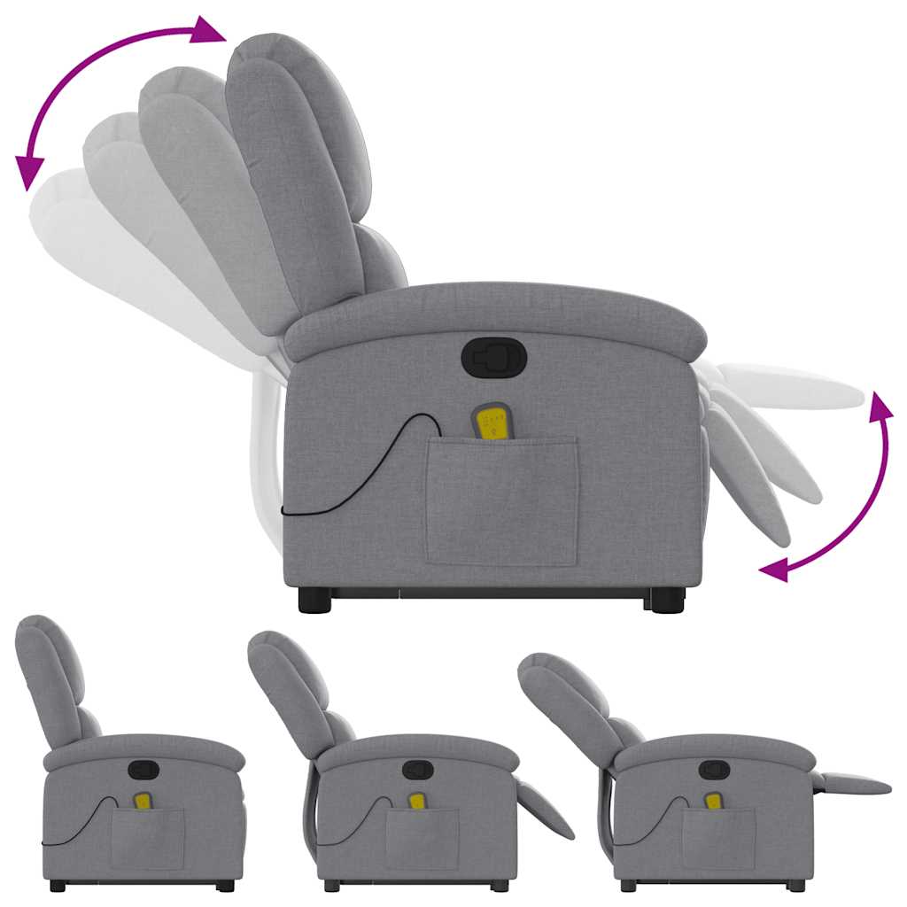 Fauteuil de massage inclinable Gris clair Tissu