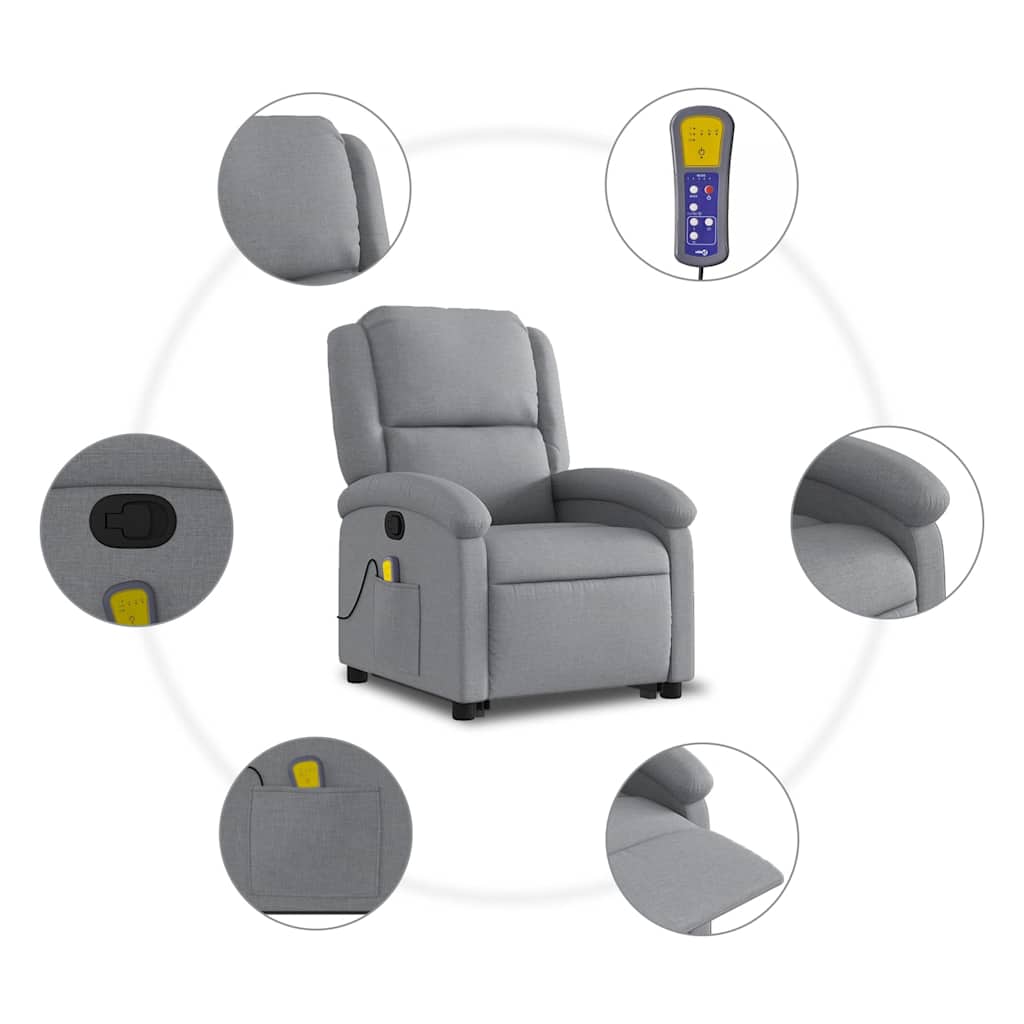 Fauteuil de massage inclinable Gris clair Tissu