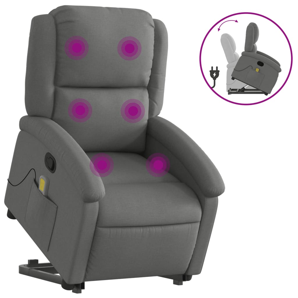 Fauteuil de massage inclinable Gris foncé Tissu