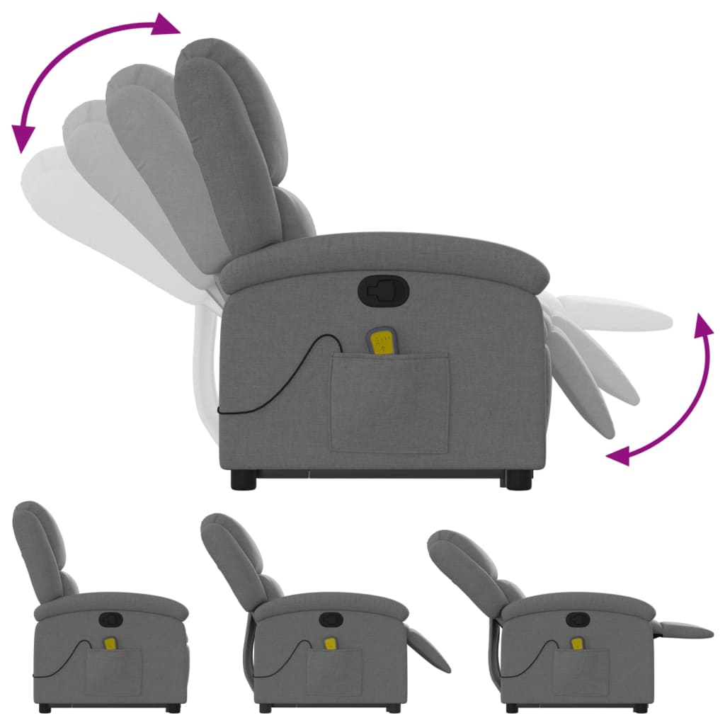 Fauteuil de massage inclinable Gris foncé Tissu