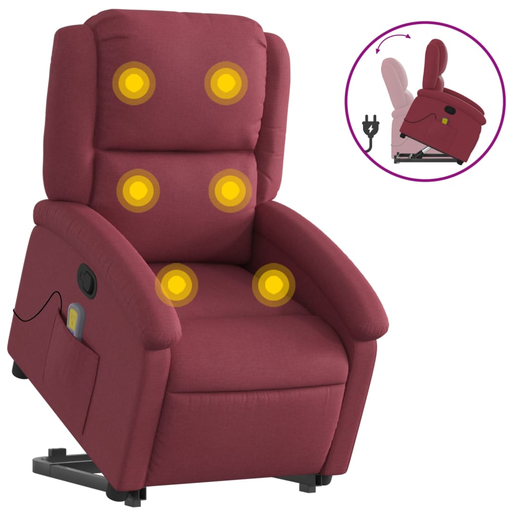 Fauteuil inclinable de massage Rouge bordeaux Tissu - XIOS