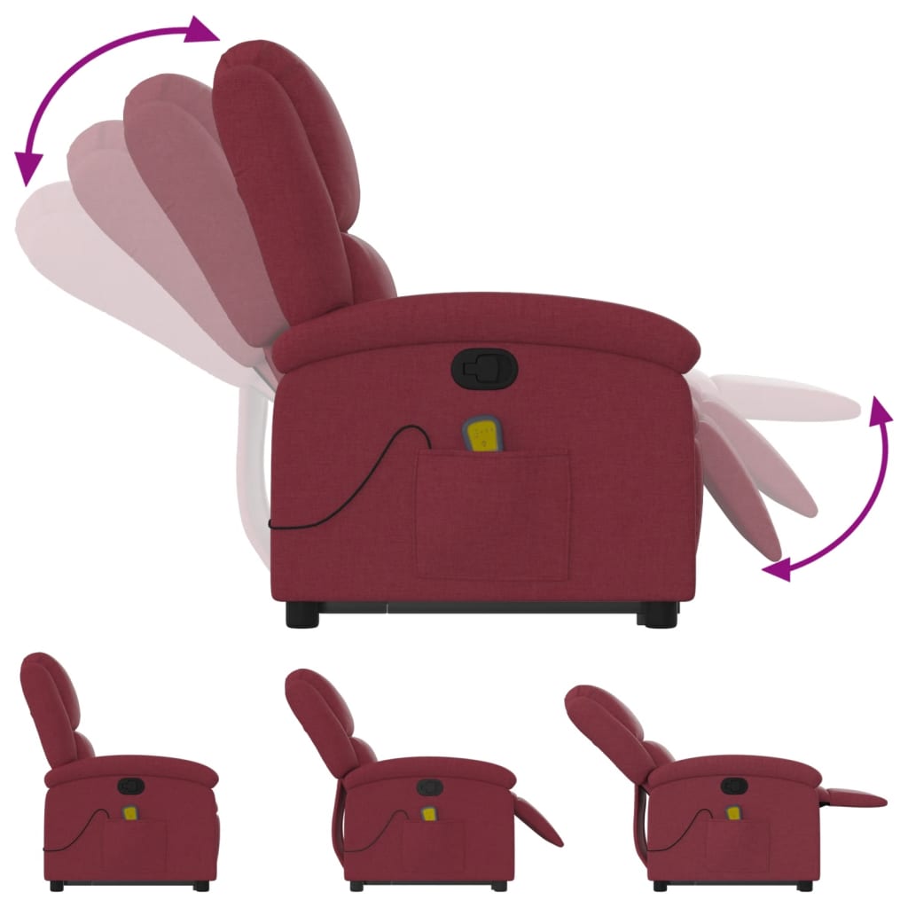 Fauteuil inclinable de massage Rouge bordeaux Tissu