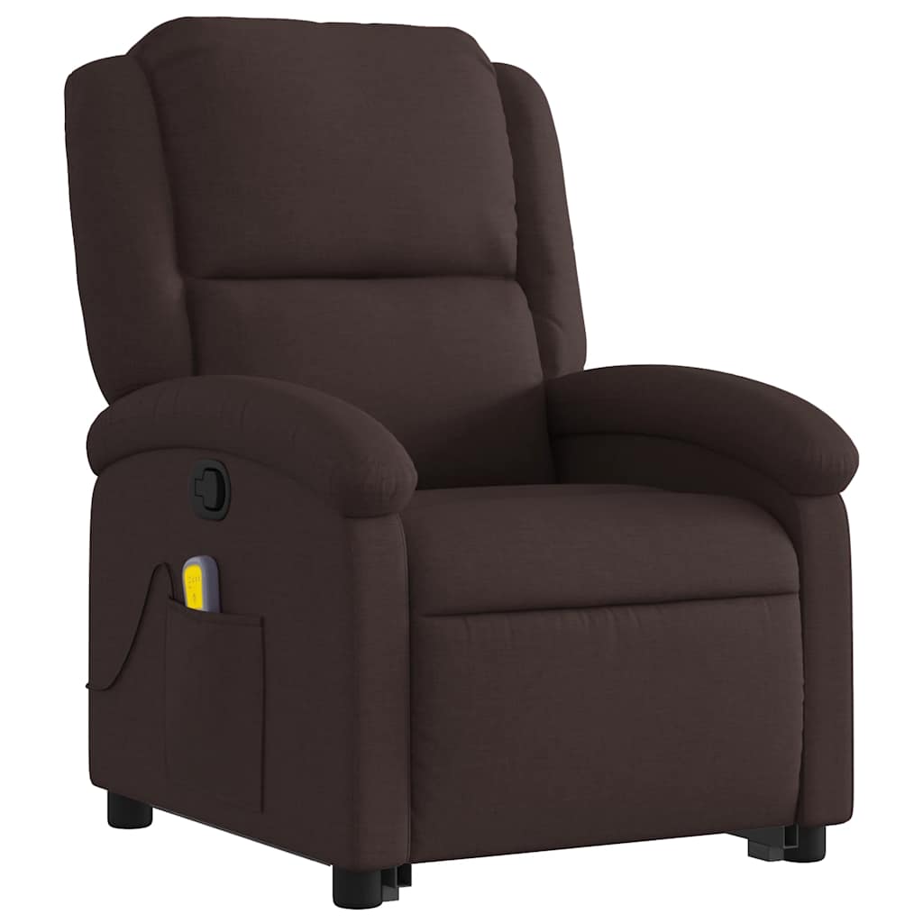 Fauteuil inclinable de massage Marron foncé Tissu