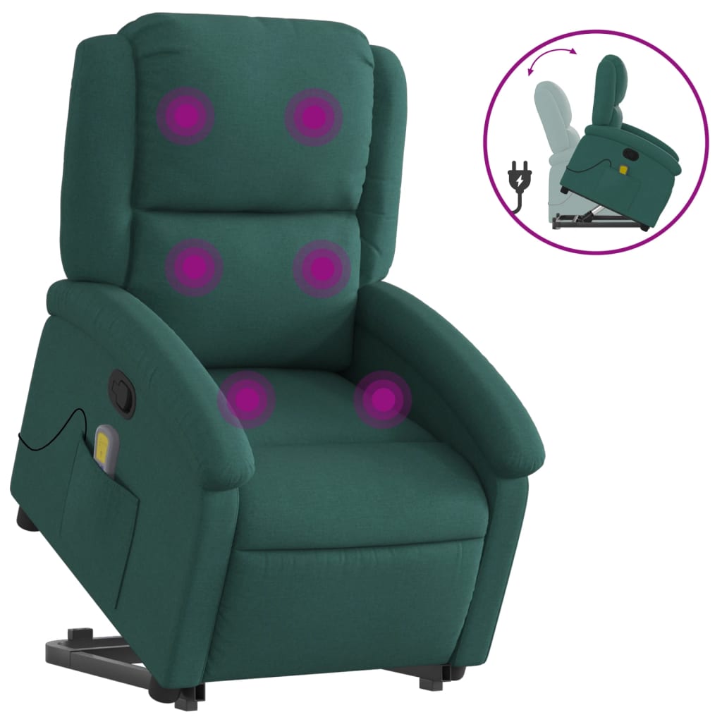 Fauteuil inclinable de massage Vert foncé Tissu - XIOS