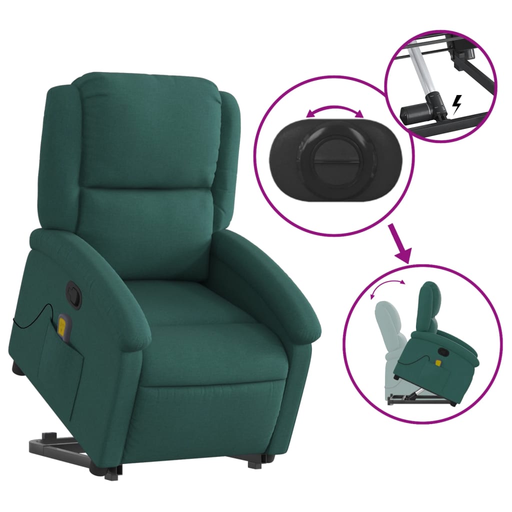 Fauteuil inclinable de massage Vert foncé Tissu - XIOS