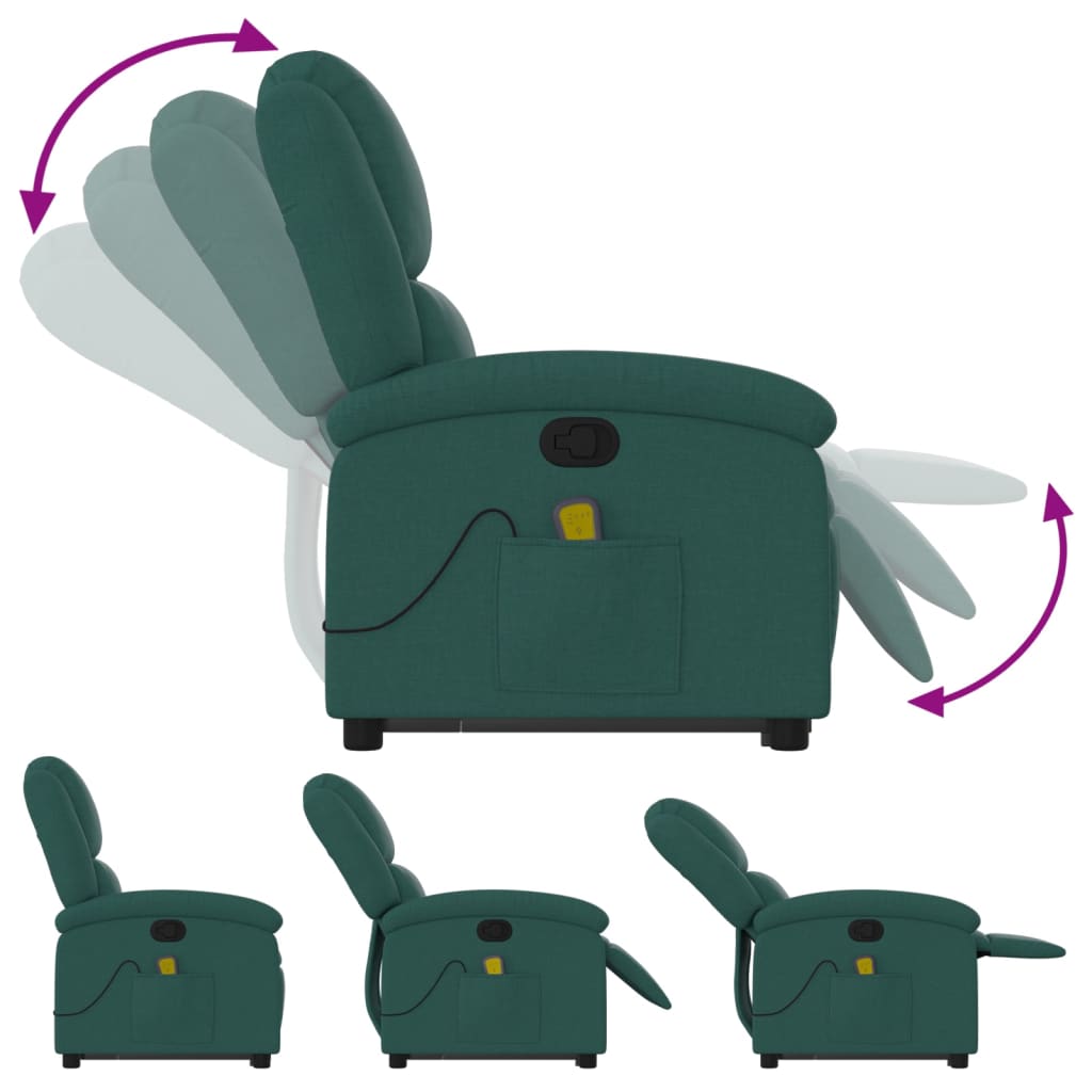 Fauteuil inclinable de massage Vert foncé Tissu - XIOS