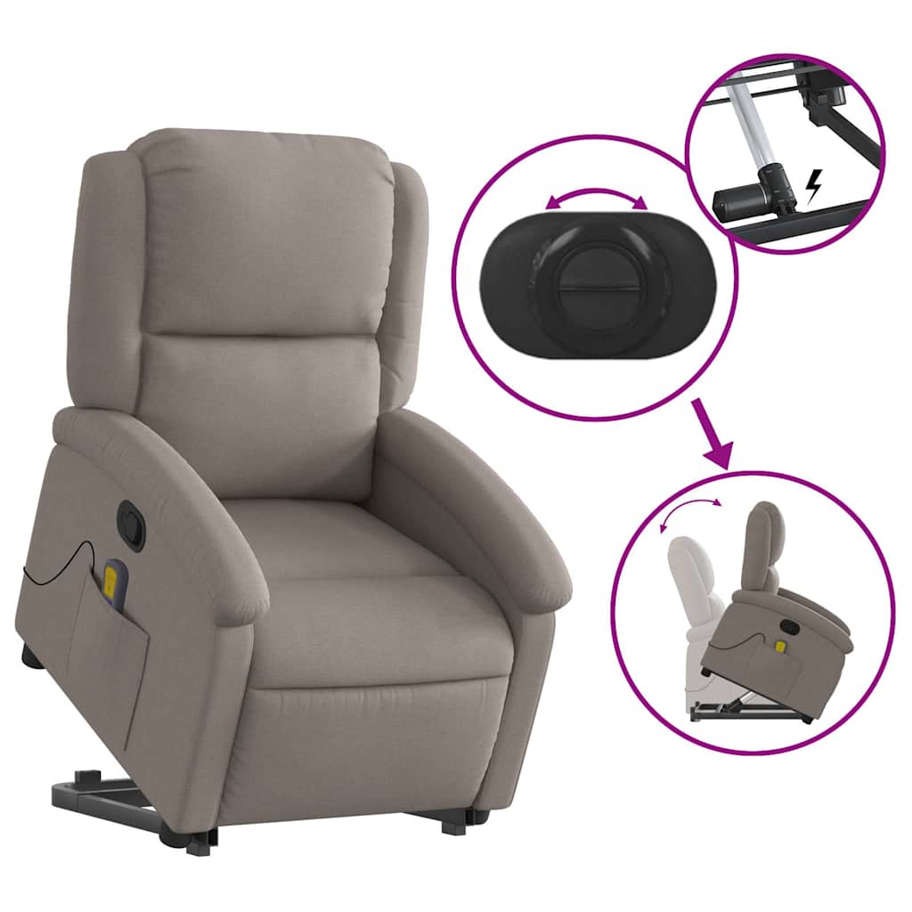 Fauteuil inclinable de massage Taupe Tissu - XIOS
