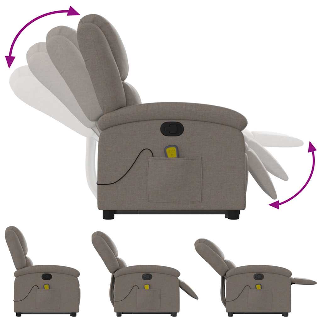 Fauteuil inclinable de massage Taupe Tissu - XIOS