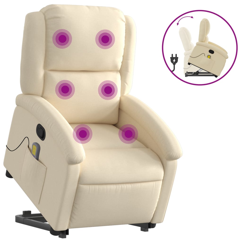 Fauteuil inclinable de massage Crème Tissu - XIOS