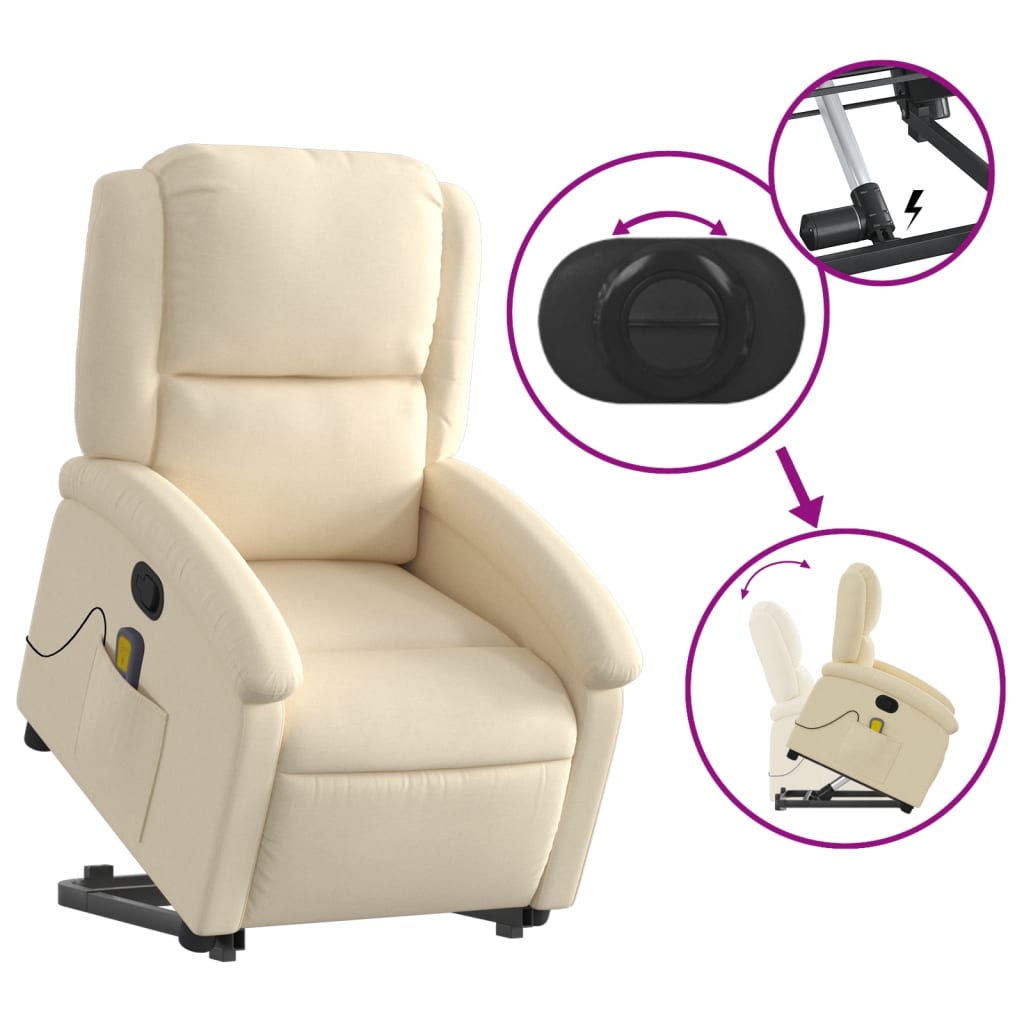 Fauteuil inclinable de massage Crème Tissu - XIOS