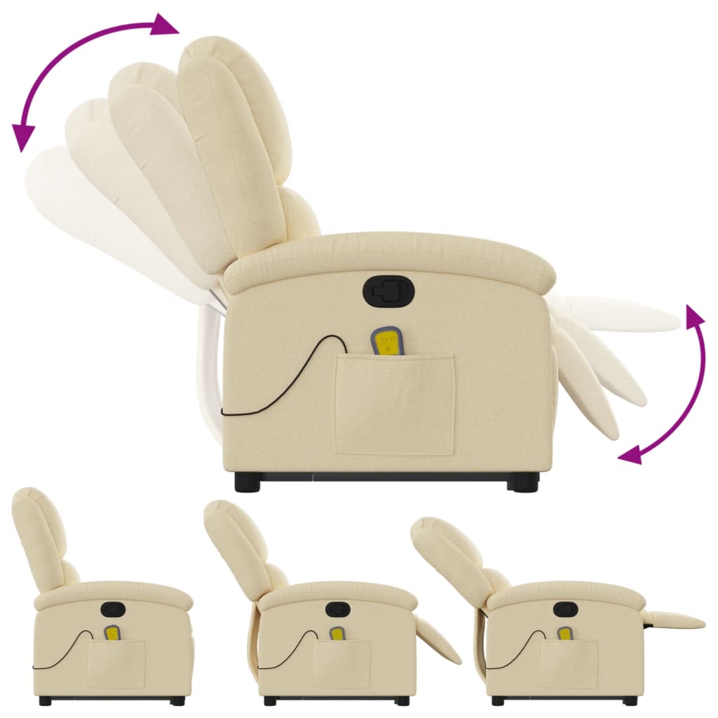 Fauteuil inclinable de massage Crème Tissu