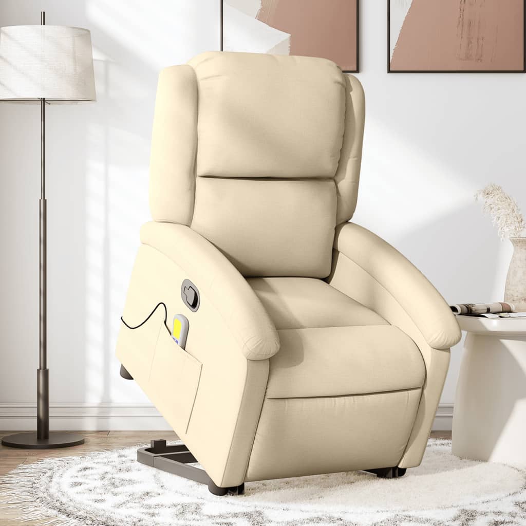 Fauteuil inclinable de massage Crème Tissu