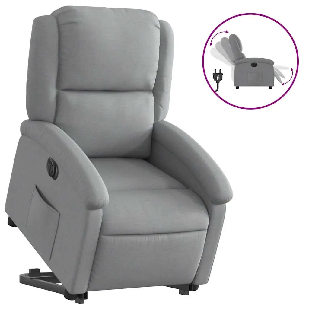 Fauteuil inclinable électrique gris clair tissu - XIOS