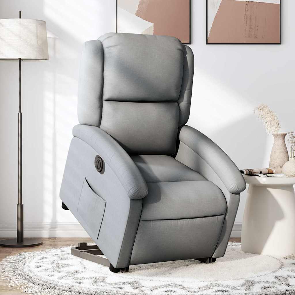 Fauteuil inclinable électrique gris clair tissu - XIOS