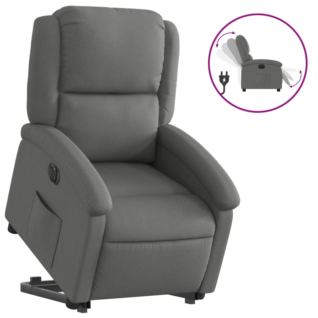 Fauteuil inclinable électrique gris foncé tissu - XIOS
