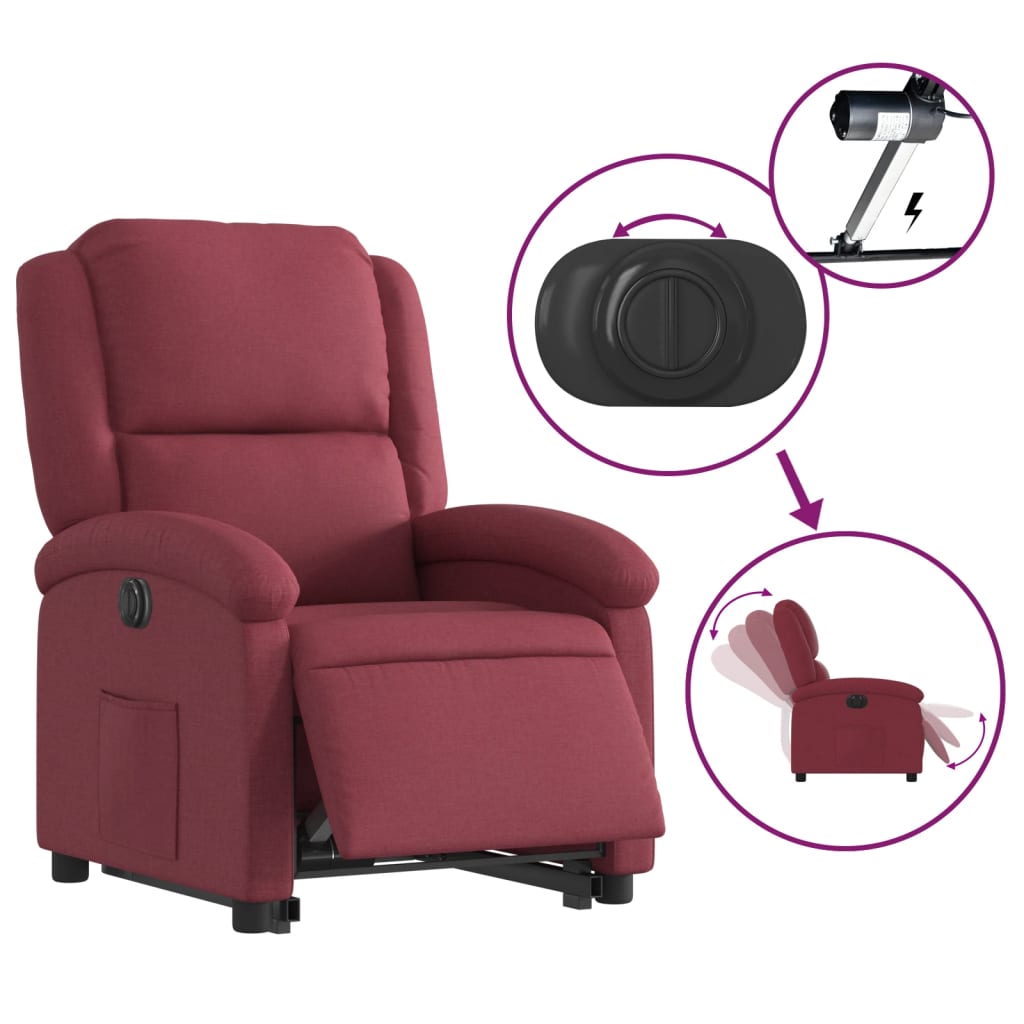 Fauteuil inclinable électrique rouge bordeaux tissu - XIOS