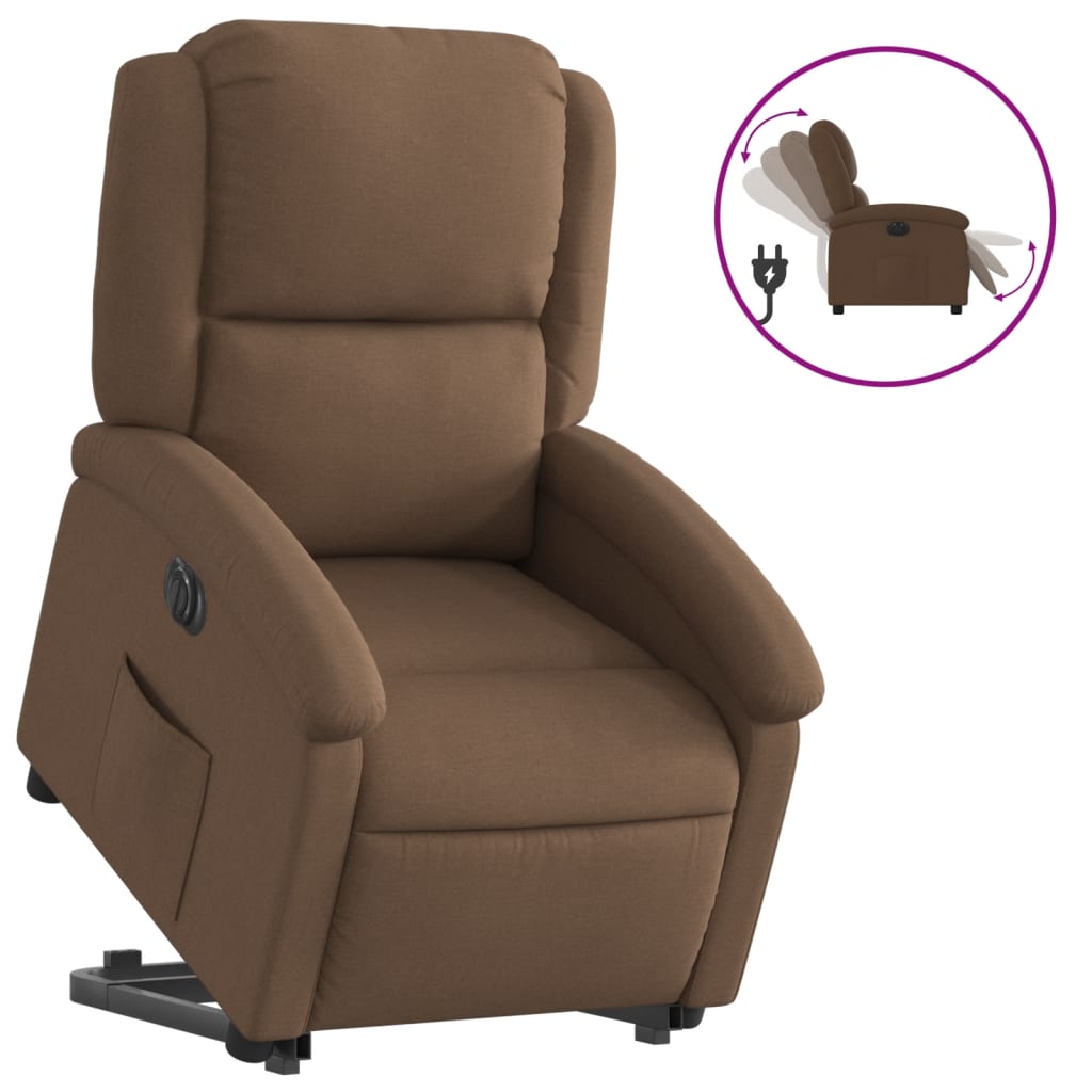 Fauteuil inclinable électrique marron tissu - XIOS