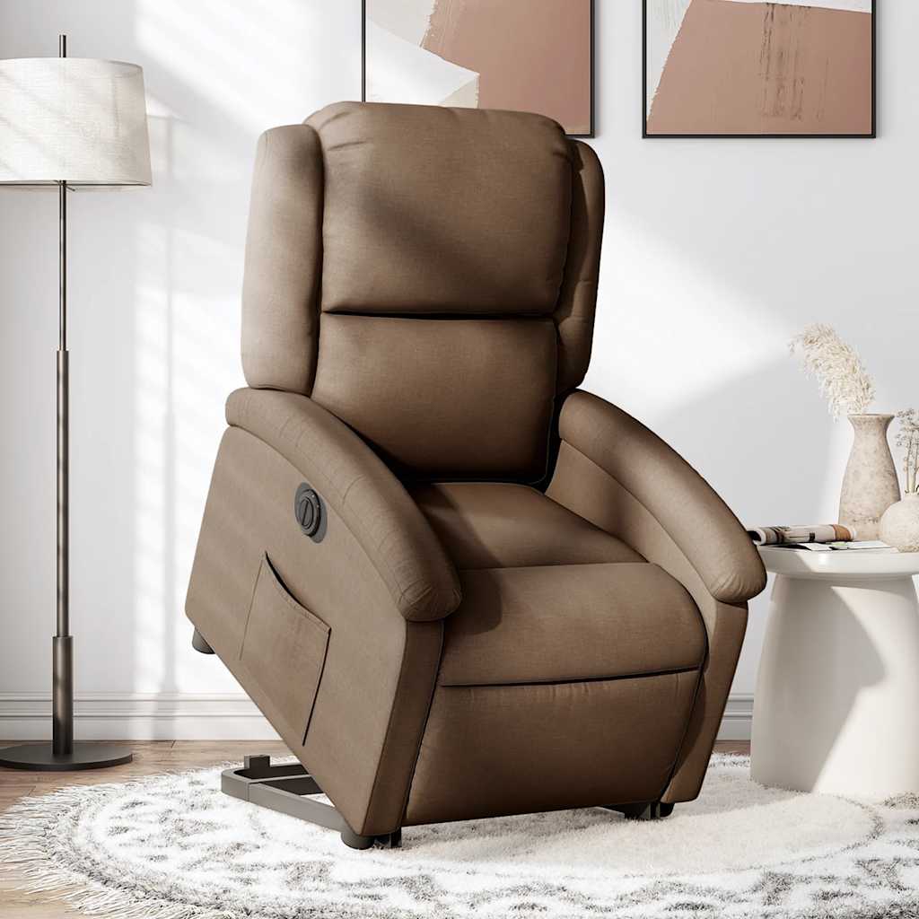 Fauteuil inclinable électrique marron tissu