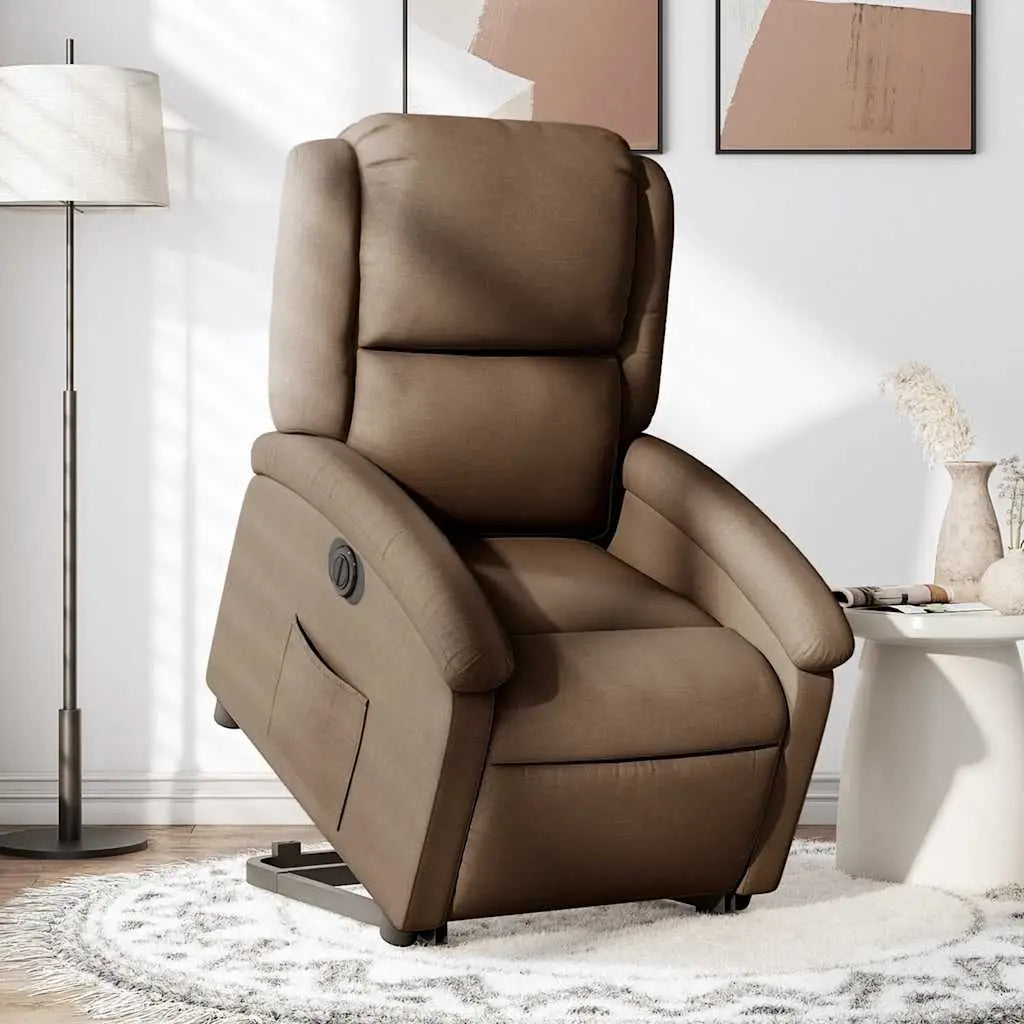 Fauteuil inclinable électrique marron tissu - XIOS