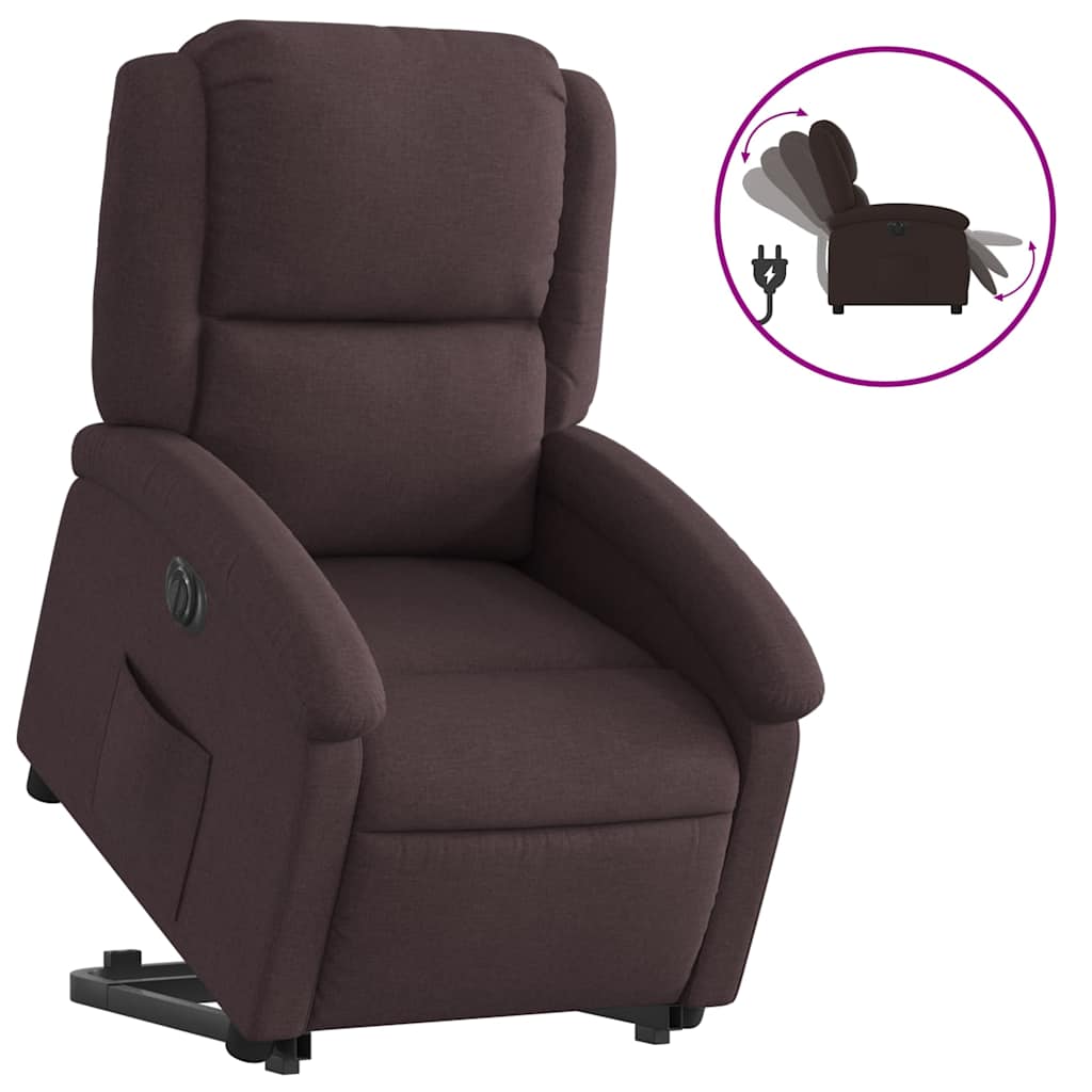 Fauteuil inclinable électrique marron foncé tissu - XIOS