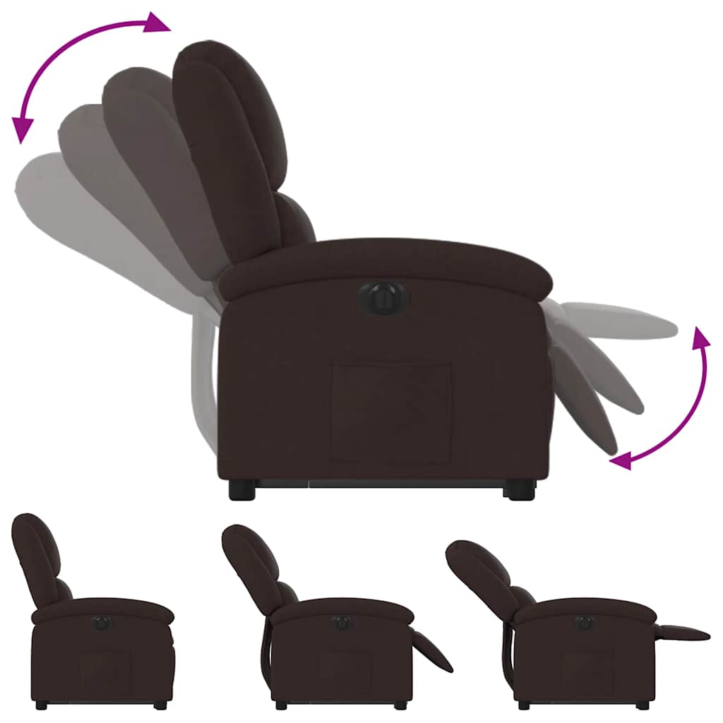 Fauteuil inclinable électrique marron foncé tissu - XIOS