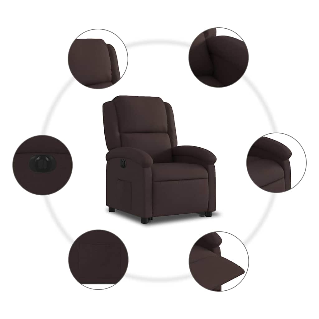 Fauteuil inclinable électrique marron foncé tissu - XIOS