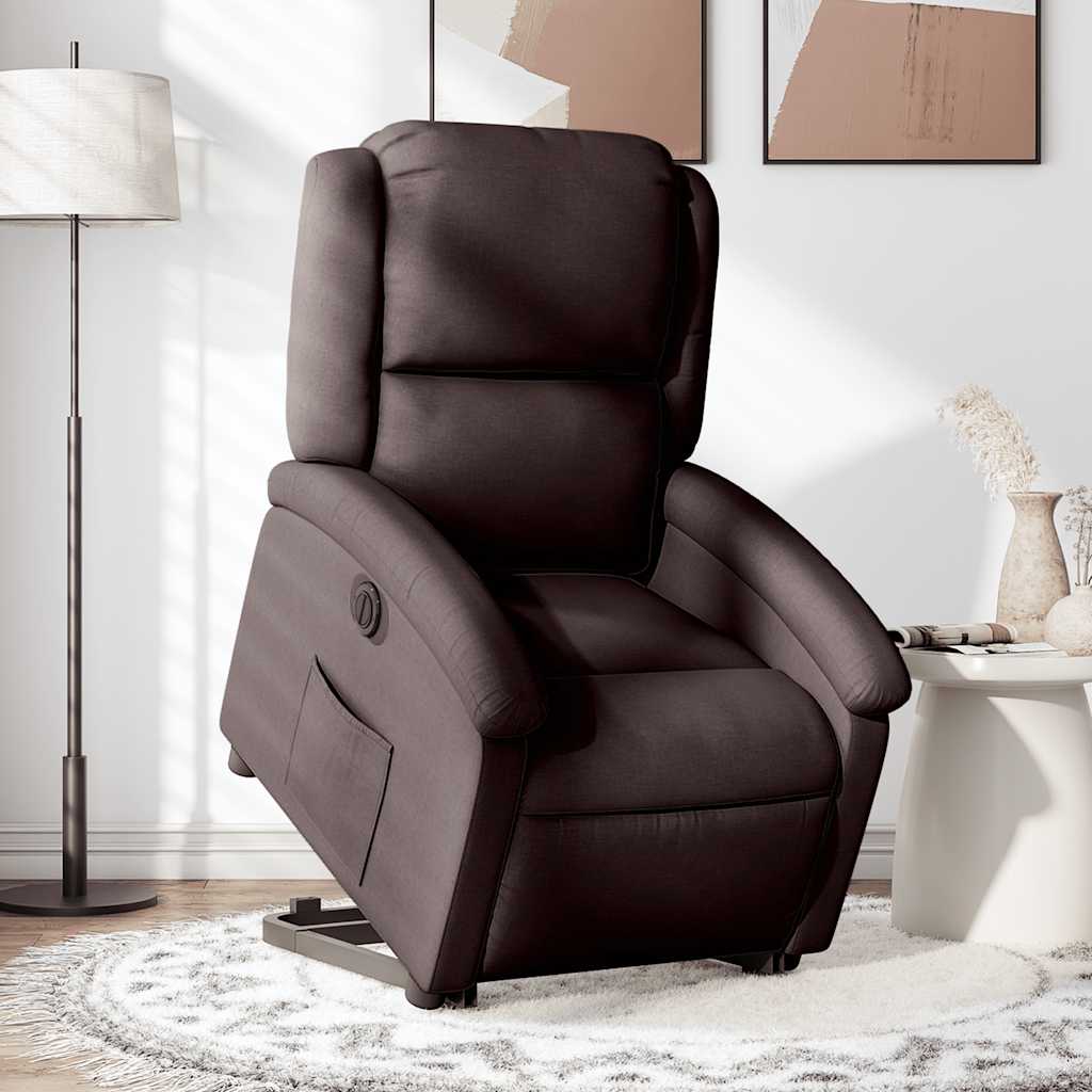 Fauteuil inclinable électrique marron foncé tissu - XIOS