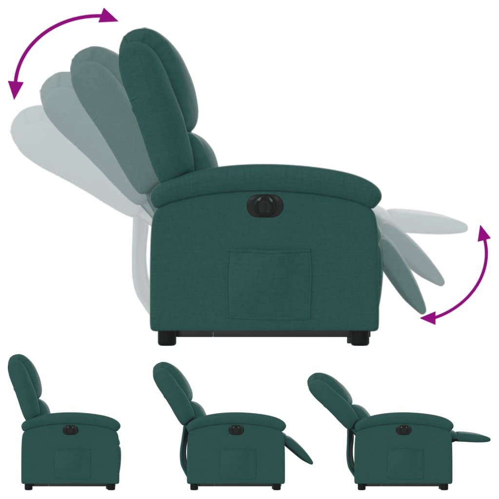 Fauteuil inclinable électrique vert foncé tissu - XIOS