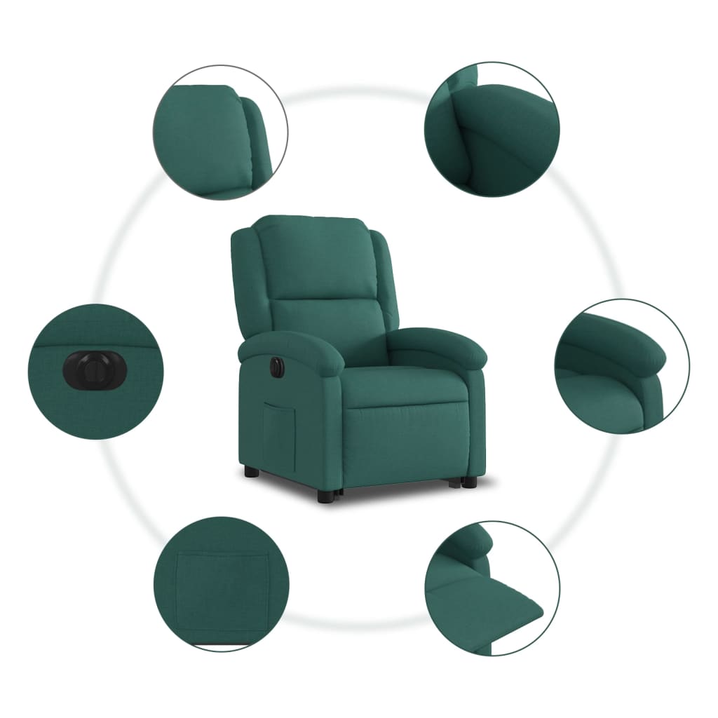 Fauteuil inclinable électrique vert foncé tissu - XIOS
