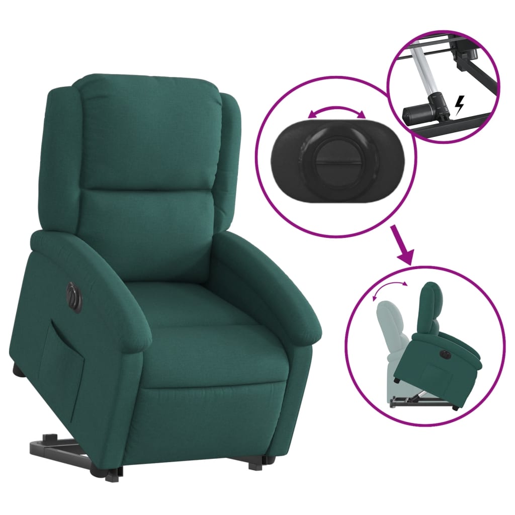 Fauteuil inclinable électrique vert foncé tissu - XIOS