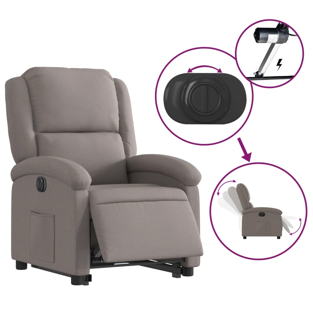 Fauteuil inclinable électrique taupe tissu