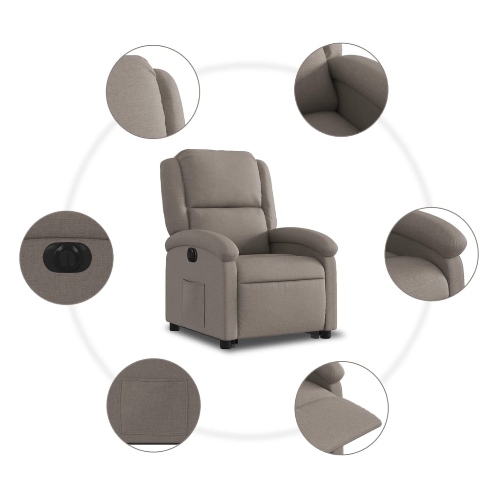 Fauteuil inclinable électrique taupe tissu
