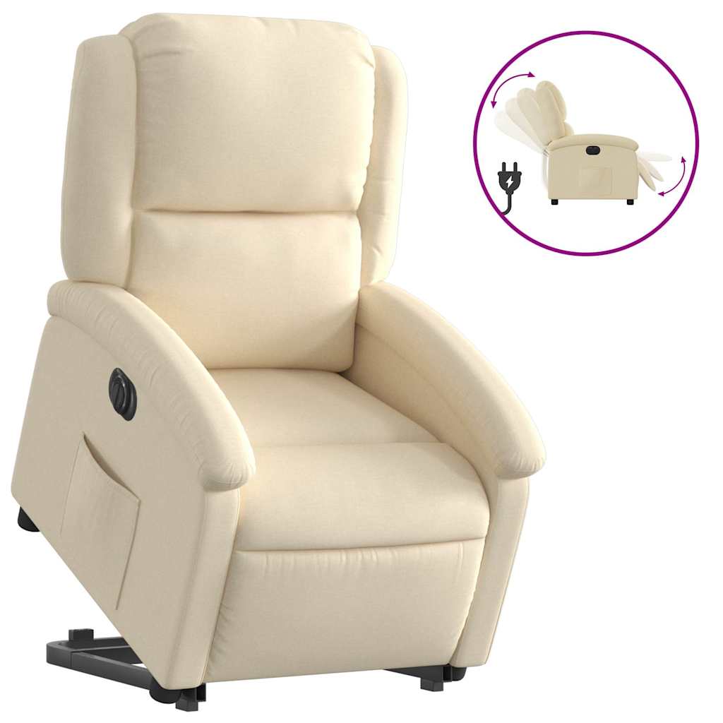 Fauteuil inclinable électrique crème tissu - XIOS