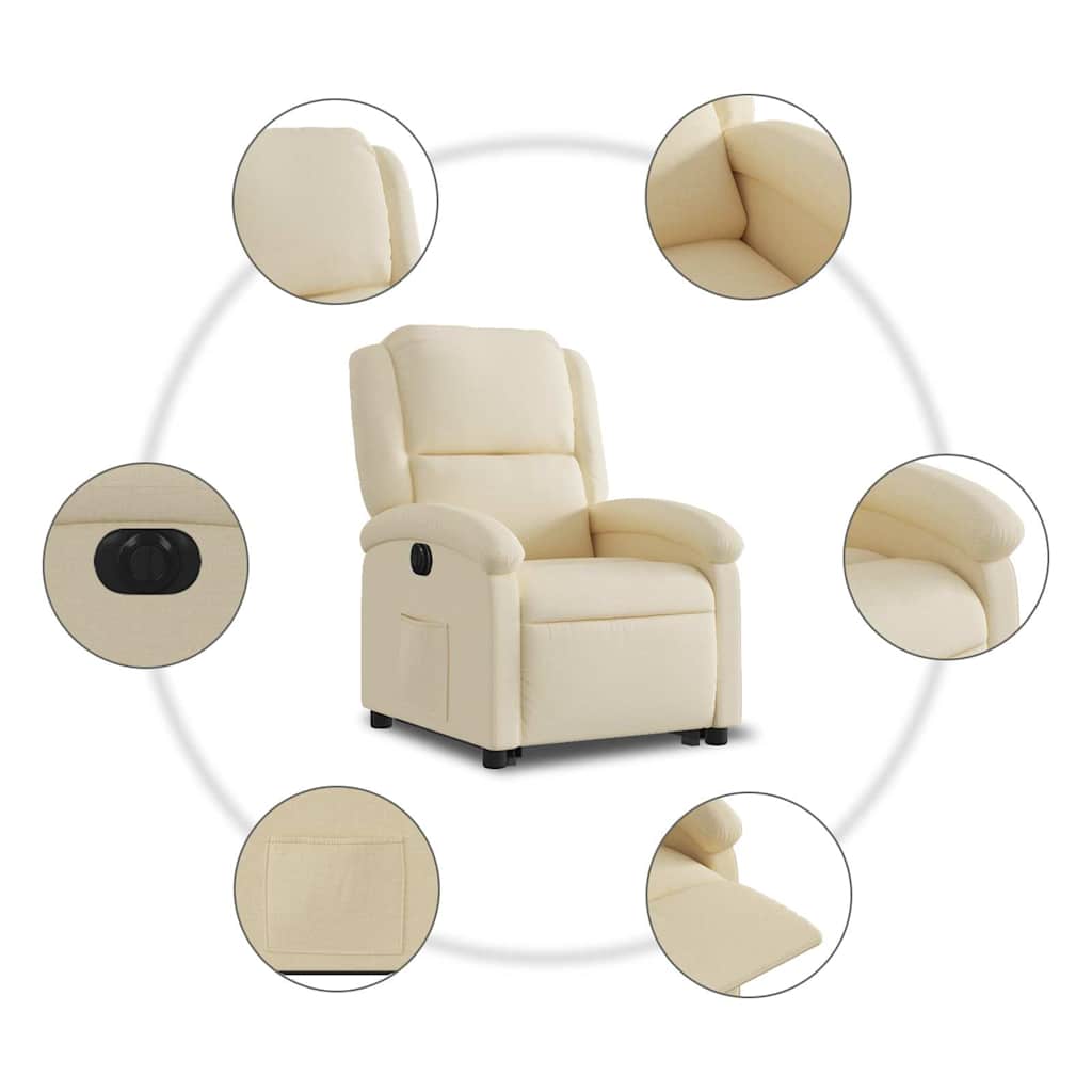 Fauteuil inclinable électrique crème tissu