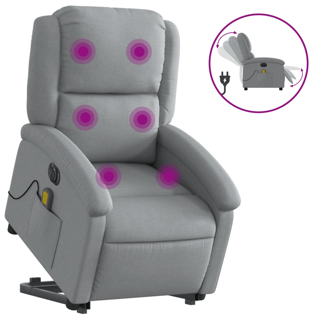Fauteuil inclinable de massage électrique Gris clair Tissu - XIOS