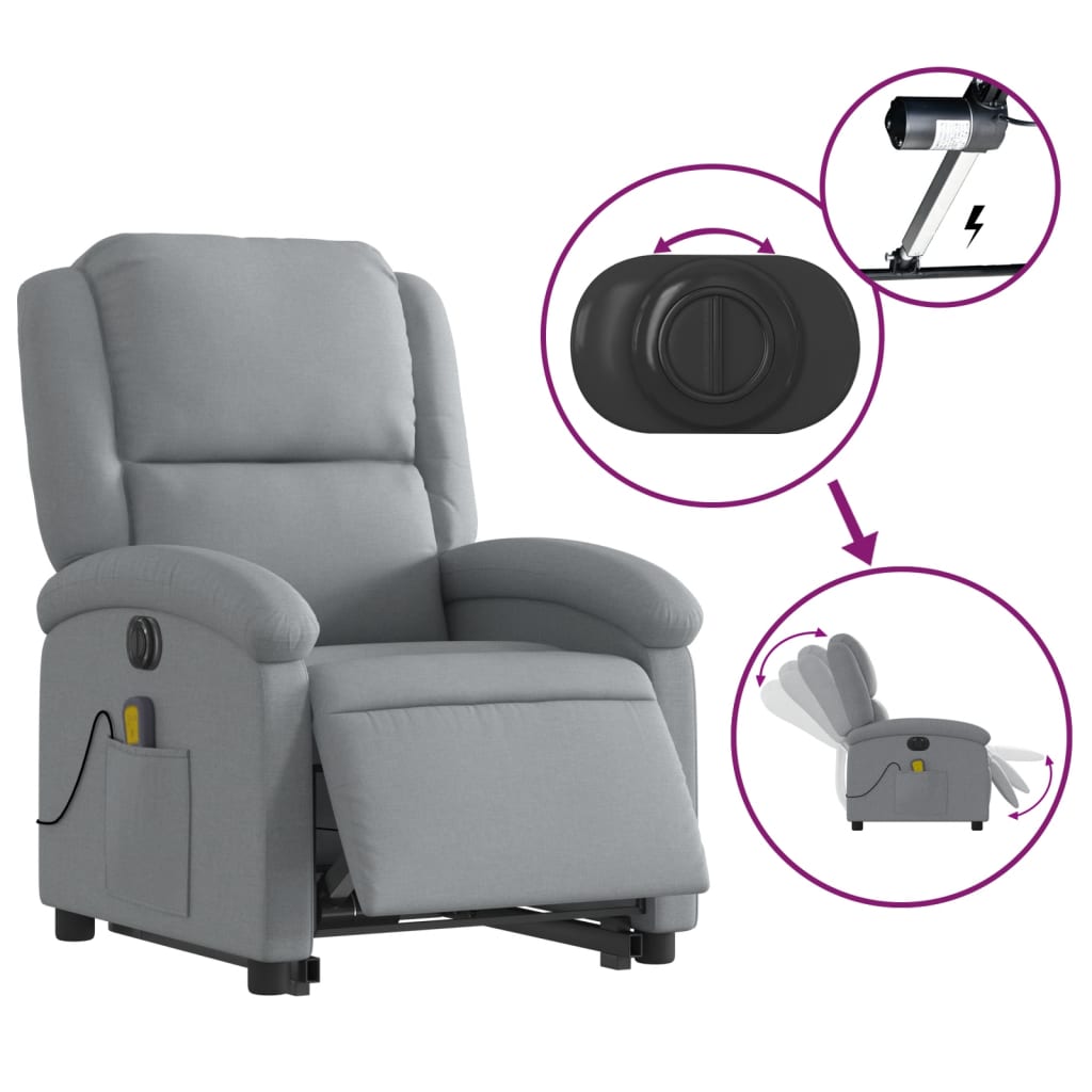 Fauteuil inclinable de massage électrique Gris clair Tissu - XIOS