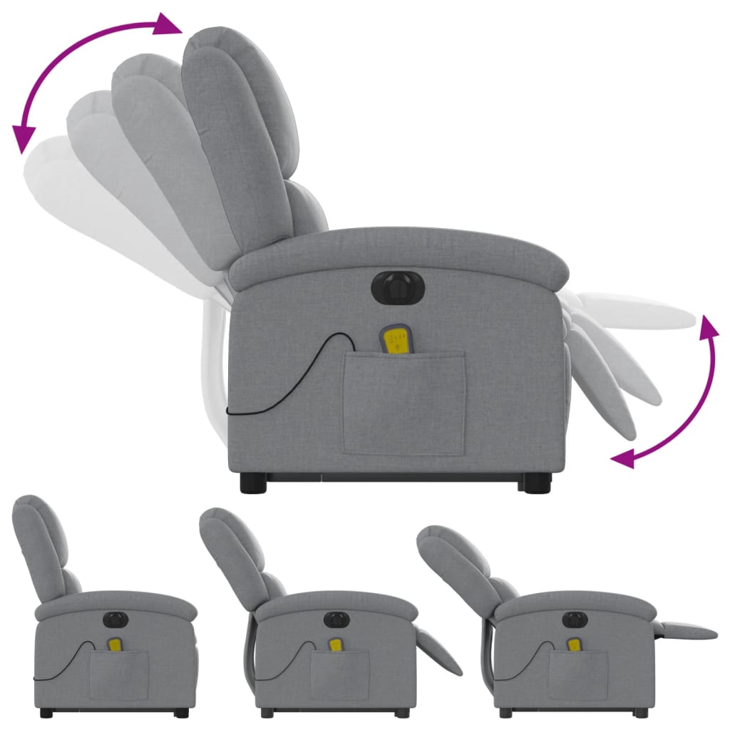 Fauteuil inclinable de massage électrique Gris clair Tissu - XIOS