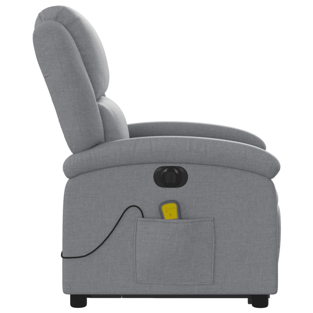 Fauteuil inclinable de massage électrique Gris clair Tissu
