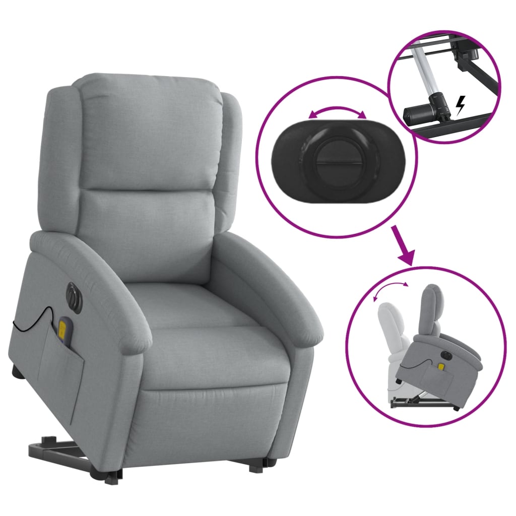 Fauteuil inclinable de massage électrique Gris clair Tissu - XIOS