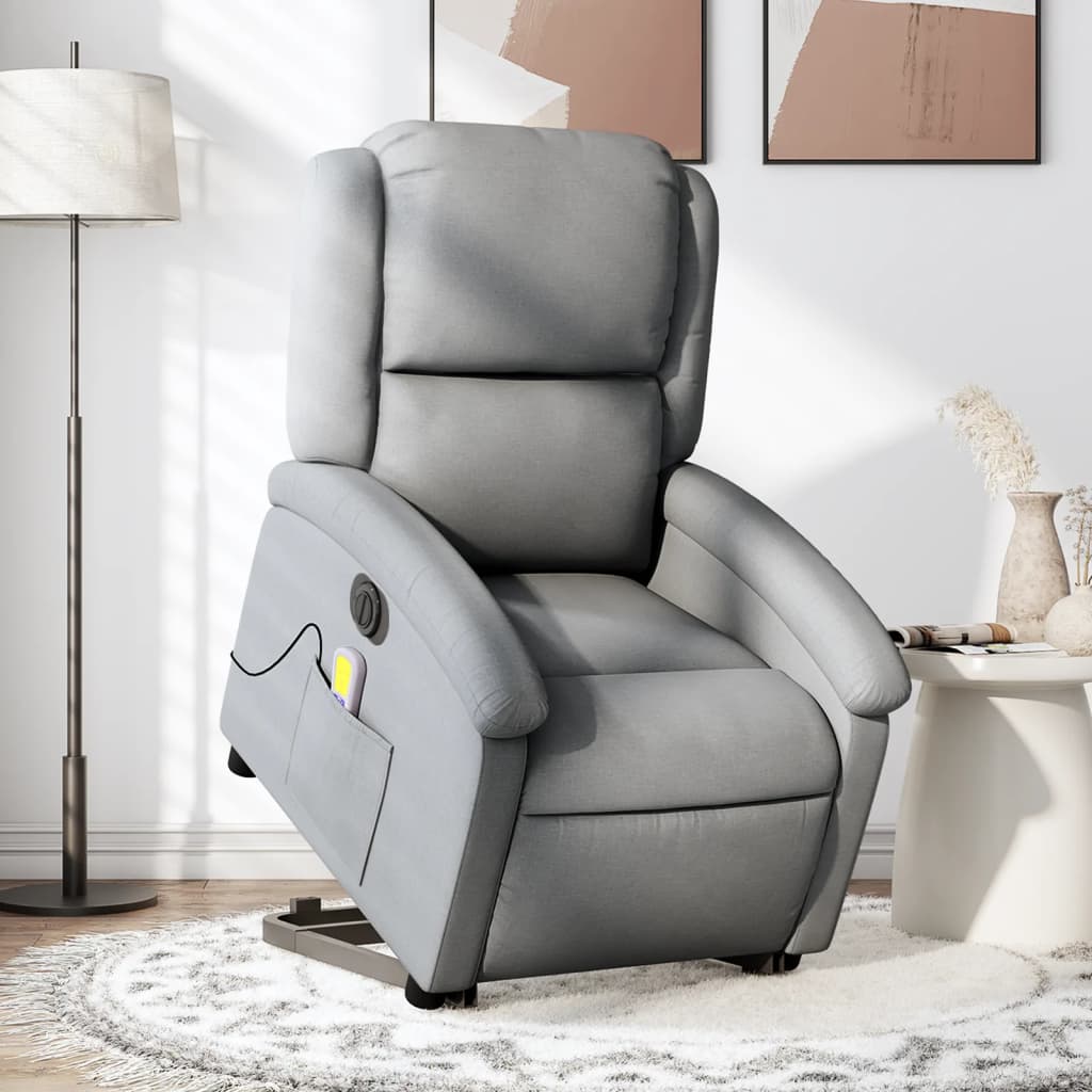 Fauteuil inclinable de massage électrique Gris clair Tissu - XIOS
