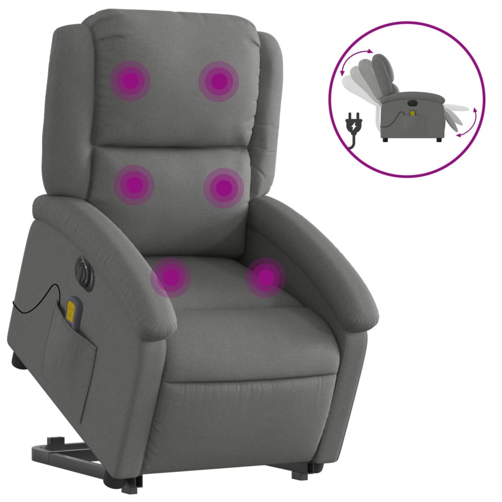 Fauteuil inclinable de massage électrique Gris foncé Tissu - XIOS