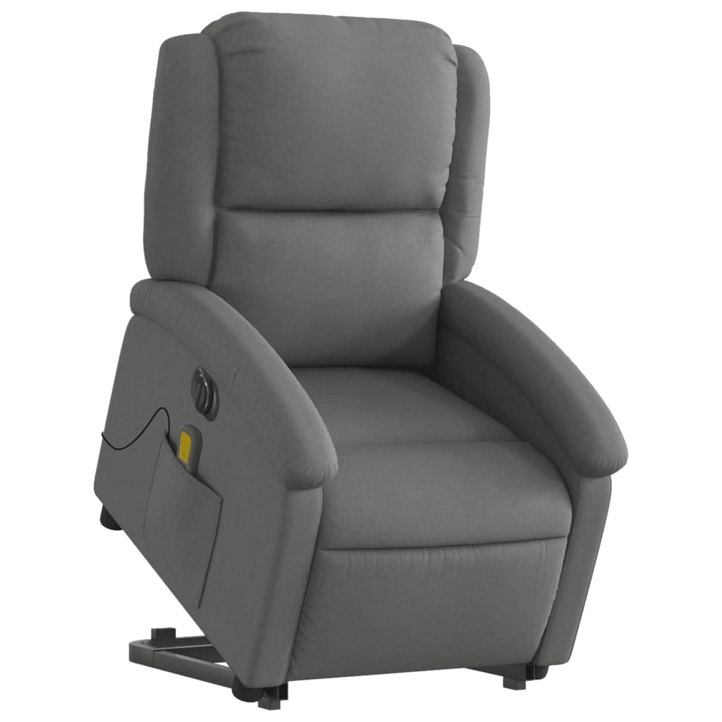 Fauteuil inclinable de massage électrique Gris foncé Tissu