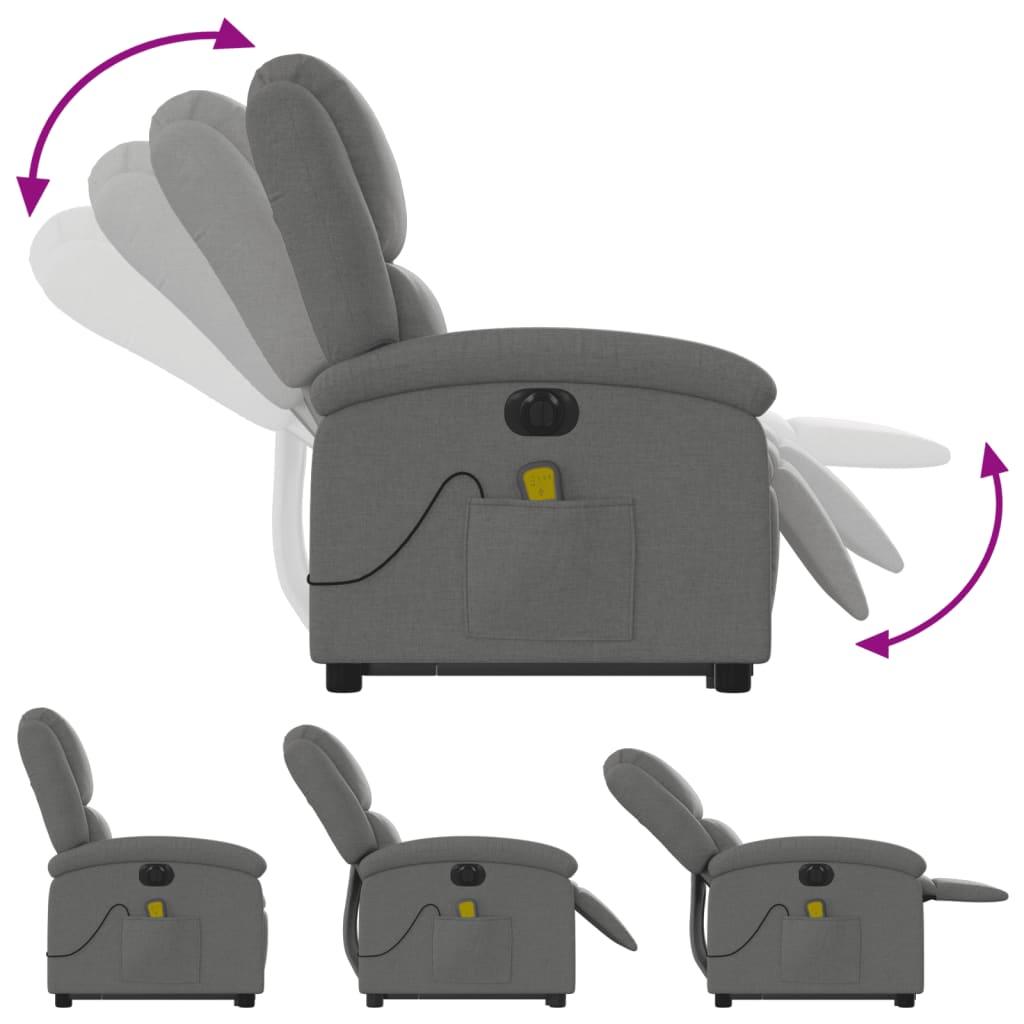 Fauteuil inclinable de massage électrique Gris foncé Tissu - XIOS