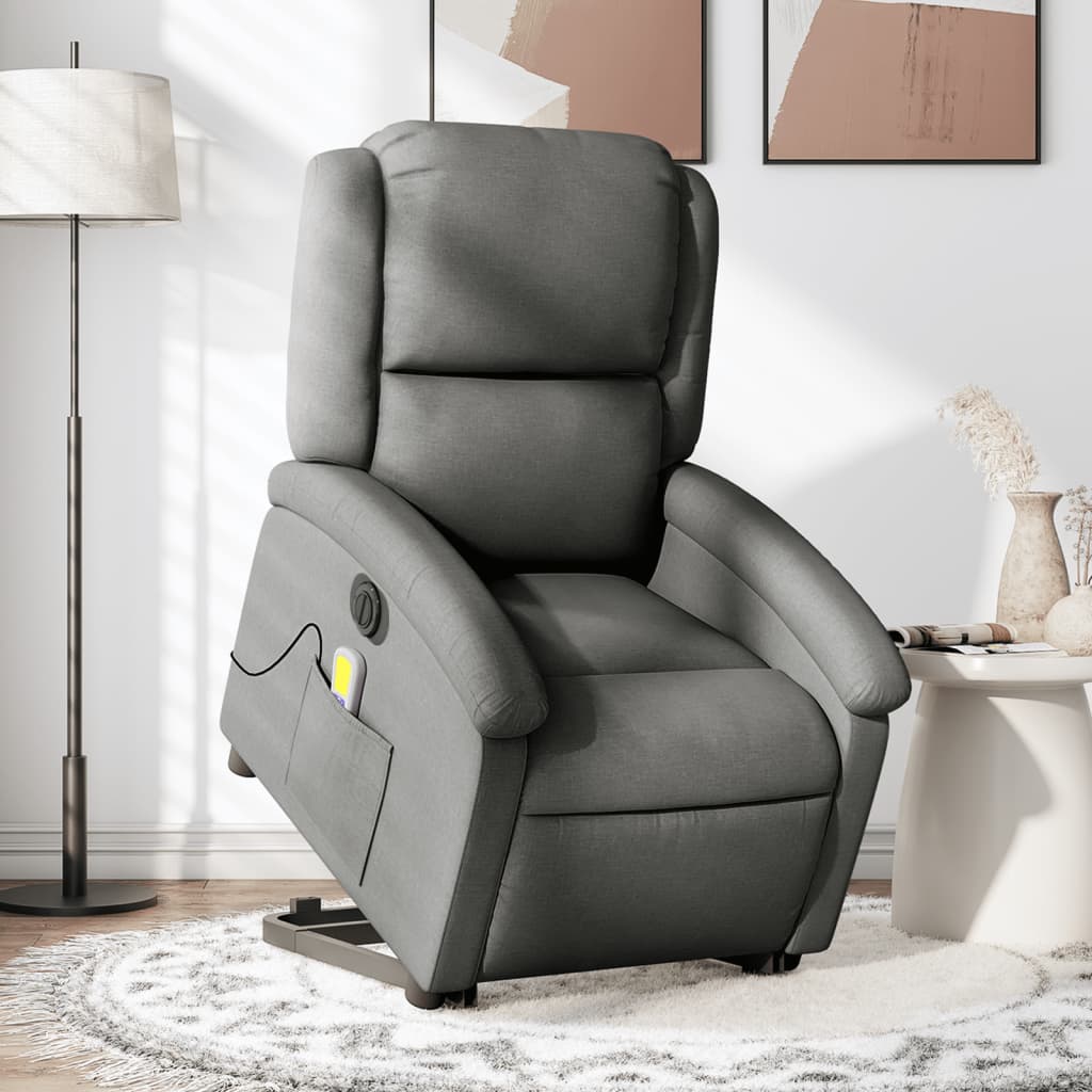 Fauteuil inclinable de massage électrique Gris foncé Tissu - XIOS